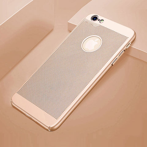 Custodia Plastica Rigida Cover Perforato per Apple iPhone 6 Oro