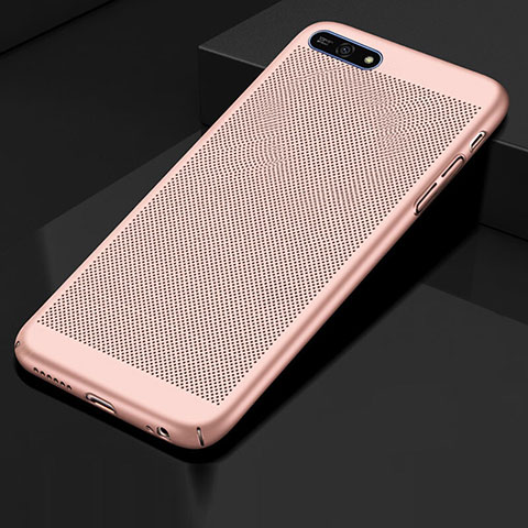 Custodia Plastica Rigida Cover Perforato per Huawei Honor 7A Oro Rosa