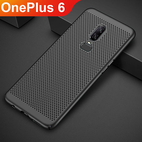 Custodia Plastica Rigida Cover Perforato per OnePlus 6 Nero