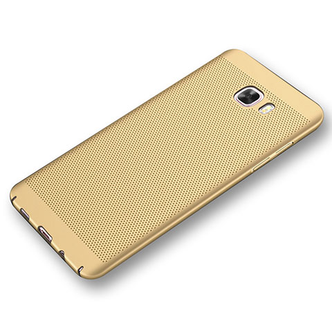 Custodia Plastica Rigida Cover Perforato per Samsung Galaxy C9 Pro C9000 Oro