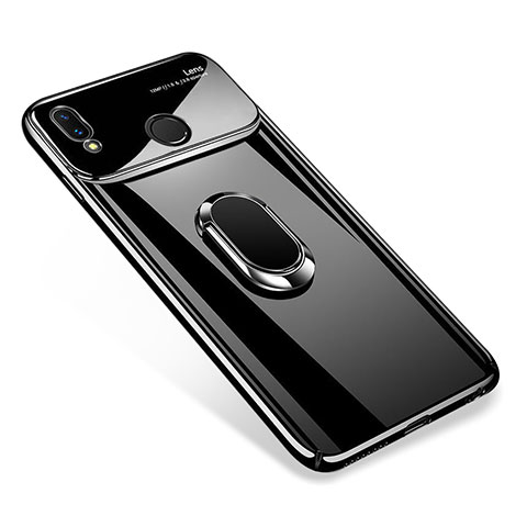 Custodia Plastica Rigida Laterale Cover Opaca 360 Gradi con Magnetico Anello Supporto per Huawei P Smart+ Plus Nero