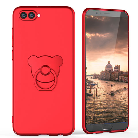 Custodia Plastica Rigida Opaca con Anello Supporto A04 per Huawei Honor View 10 Rosso