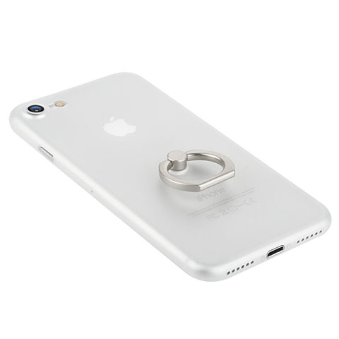 Custodia Plastica Rigida Opaca con Anello Supporto F01 per Apple iPhone SE (2020) Bianco