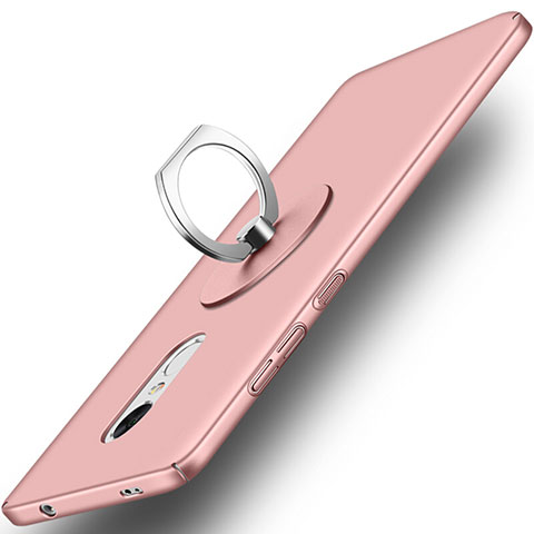 Custodia Plastica Rigida Opaca con Anello Supporto per Xiaomi Redmi Note 4 Standard Edition Oro Rosa