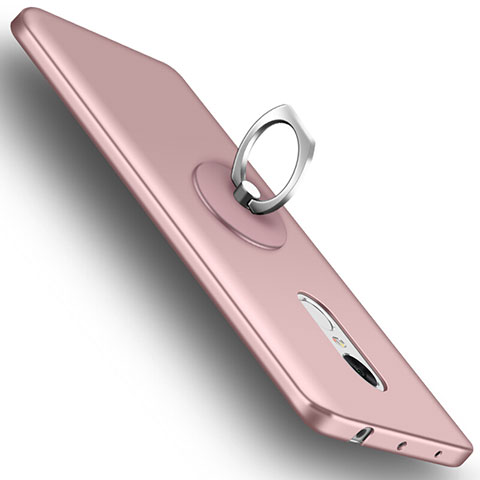 Custodia Plastica Rigida Opaca con Anello Supporto per Xiaomi Redmi Note 4X High Edition Oro Rosa