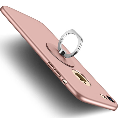 Custodia Plastica Rigida Opaca con Foro e Anello Supporto per Apple iPhone 8 Rosa