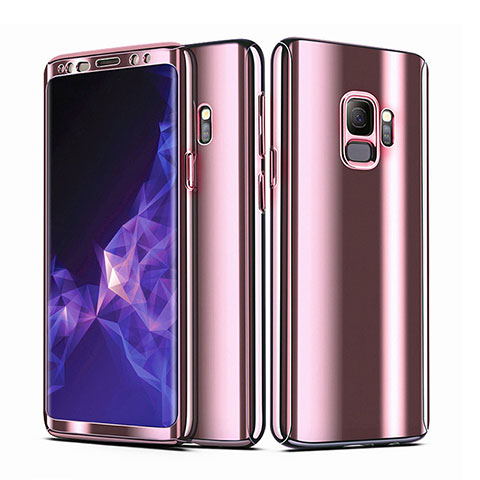 Custodia Plastica Rigida Opaca Cover Fronte e Retro 360 Gradi per Samsung Galaxy S9 Oro Rosa