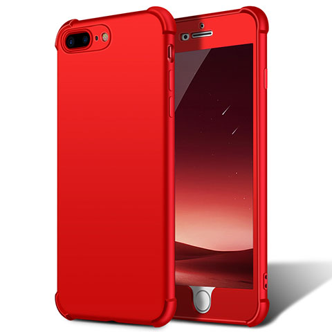 Custodia Plastica Rigida Opaca Fronte e Retro 360 Gradi D01 per Apple iPhone 7 Plus Rosso