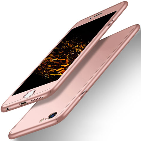 Custodia Plastica Rigida Opaca Fronte e Retro 360 Gradi per Apple iPhone 6 Plus Oro Rosa