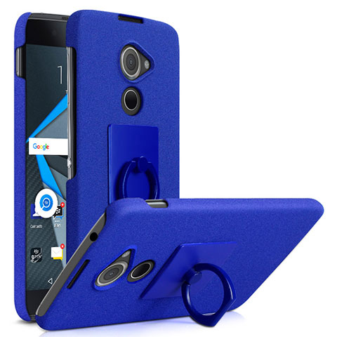 Custodia Plastica Rigida Sabbie Mobili con Anello Supporto per Blackberry DTEK60 Blu