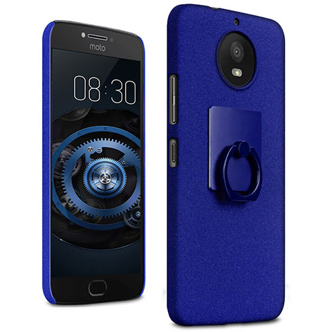 Custodia Plastica Rigida Sabbie Mobili con Anello Supporto per Motorola Moto G5S Blu