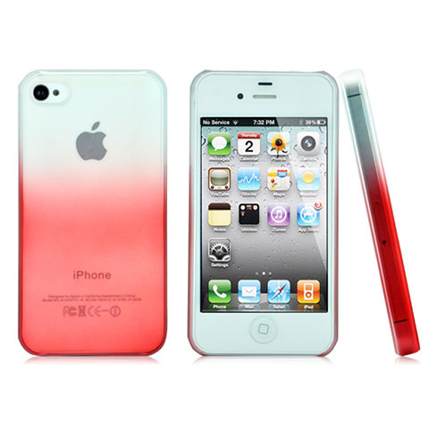 Custodia Plastica Trasparente Rigida Sfumato per Apple iPhone 4 Rosso