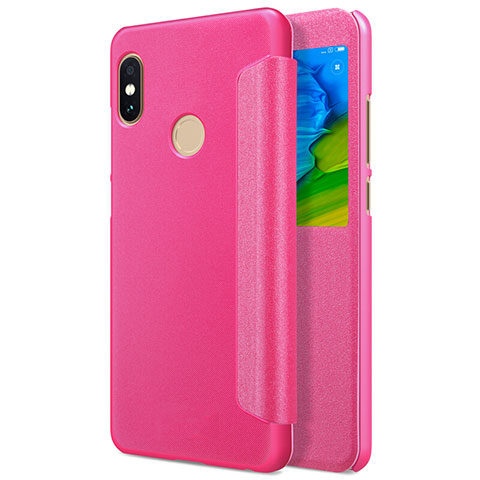 Custodia Portafoglio In Pelle con Stand L01 per Xiaomi Redmi Note 5 Pro Rosso