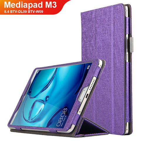 Custodia Portafoglio In Pelle con Stand L04 per Huawei Mediapad M3 8.4 BTV-DL09 BTV-W09 Viola