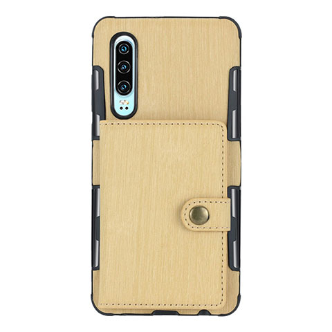 Custodia Portafoglio In Pelle con Stand L04 per Huawei P30 Oro