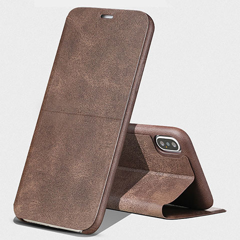 Custodia Portafoglio In Pelle con Stand per Apple iPhone Xs Marrone