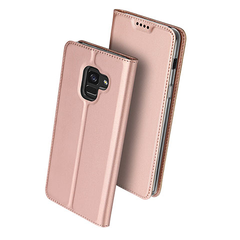 Custodia Portafoglio In Pelle con Stand per Samsung Galaxy A8 (2018) Duos A530F Oro Rosa