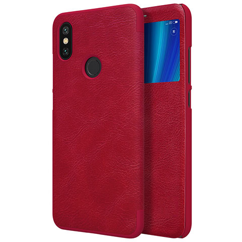 Custodia Portafoglio In Pelle con Stand per Xiaomi Mi A2 Rosso