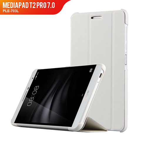 Custodia Portafoglio In Pelle con Stand R01 per Huawei MediaPad T2 Pro 7.0 PLE-703L Bianco