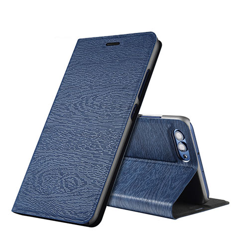 Custodia Portafoglio In Pelle con Supporto L01 per Huawei Honor V10 Blu