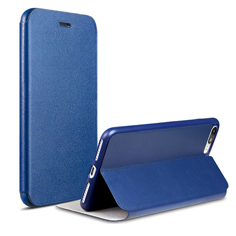 Custodia Portafoglio In Pelle con Supporto L02 per Apple iPhone 7 Plus Blu