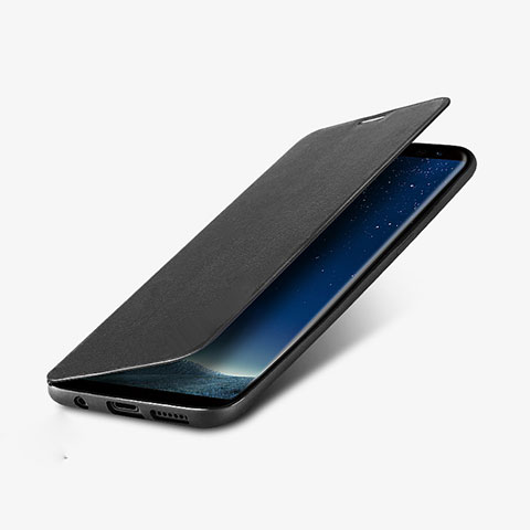 Custodia Portafoglio In Pelle con Supporto L02 per Samsung Galaxy S8 Plus Nero