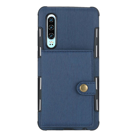 Custodia Portafoglio In Pelle con Supporto L04 per Huawei P30 Blu