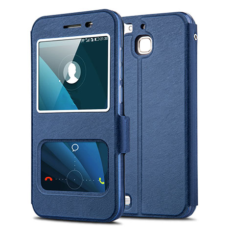 Custodia Portafoglio In Pelle con Supporto per Huawei G8 Mini Blu