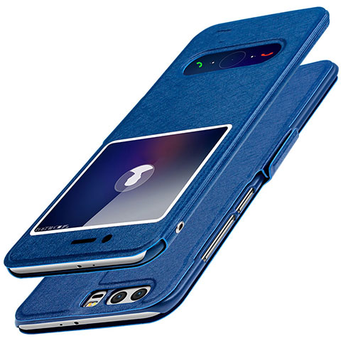 Custodia Portafoglio In Pelle con Supporto per Huawei Honor 9 Premium Blu