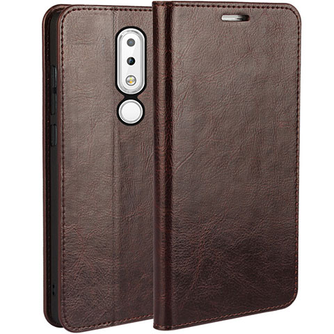 Custodia Portafoglio In Pelle con Supporto per Nokia 6.1 Plus Marrone