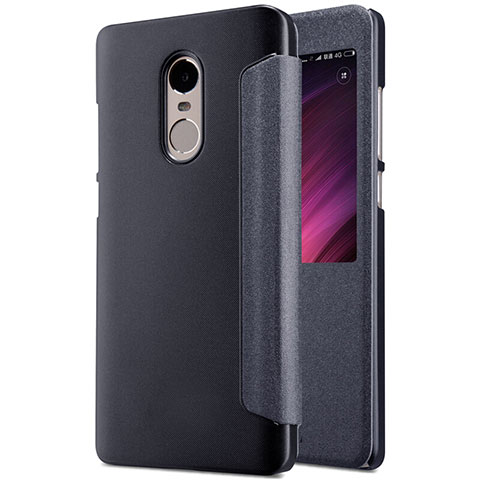 Custodia Portafoglio In Pelle con Supporto per Xiaomi Redmi Note 4 Standard Edition Nero