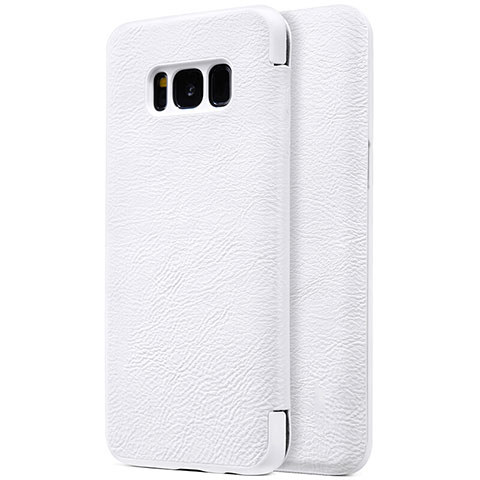 Custodia Portafoglio In Pelle con Supporto S01 per Samsung Galaxy S8 Bianco