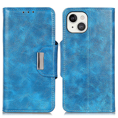 Custodia Portafoglio In Pelle Cover con Supporto A01 per Apple iPhone 14 Blu