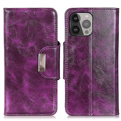 Custodia Portafoglio In Pelle Cover con Supporto A01 per Apple iPhone 14 Pro Max Viola