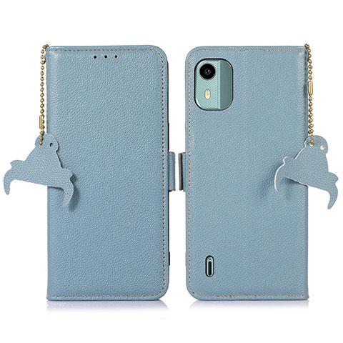 Custodia Portafoglio In Pelle Cover con Supporto A01D per Nokia C12 Plus Azzurro