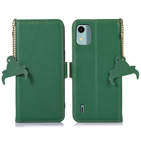 Custodia Portafoglio In Pelle Cover con Supporto A01D per Nokia C12 Plus Verde