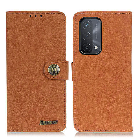 Custodia Portafoglio In Pelle Cover con Supporto A01D per Oppo A74 5G Marrone