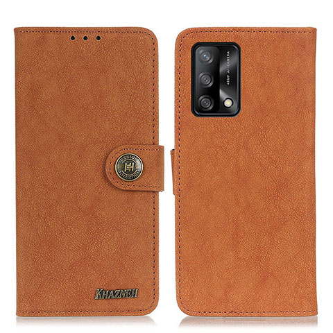 Custodia Portafoglio In Pelle Cover con Supporto A01D per Oppo Reno6 Lite Marrone