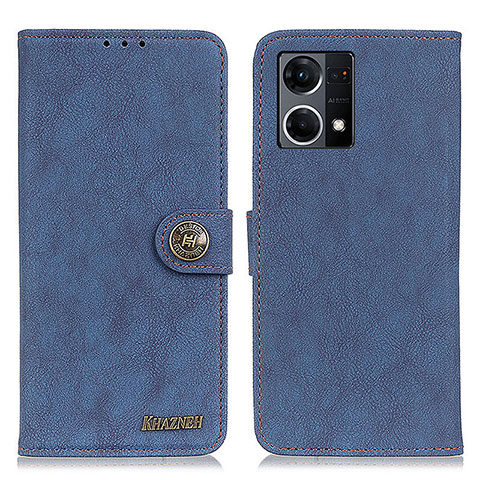 Custodia Portafoglio In Pelle Cover con Supporto A01D per Oppo Reno7 4G Blu