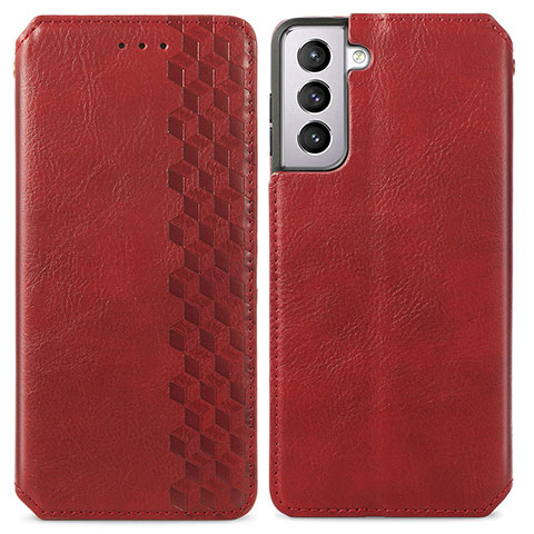 Custodia Portafoglio In Pelle Cover con Supporto A01D per Samsung Galaxy S21 5G Rosso