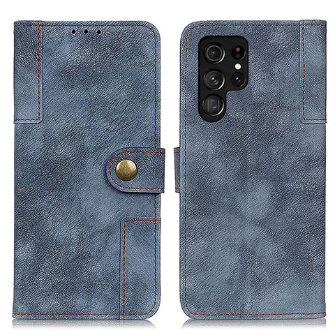 Custodia Portafoglio In Pelle Cover con Supporto A01D per Samsung Galaxy S22 Ultra 5G Blu