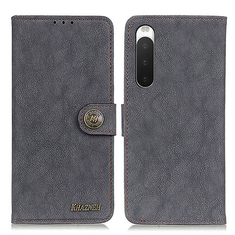 Custodia Portafoglio In Pelle Cover con Supporto A01D per Sony Xperia 10 V Nero