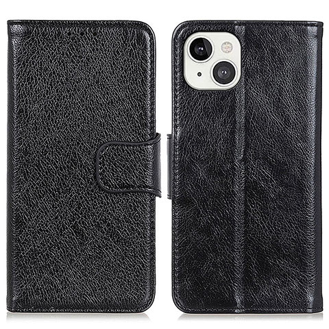 Custodia Portafoglio In Pelle Cover con Supporto A02 per Apple iPhone 13 Mini Nero