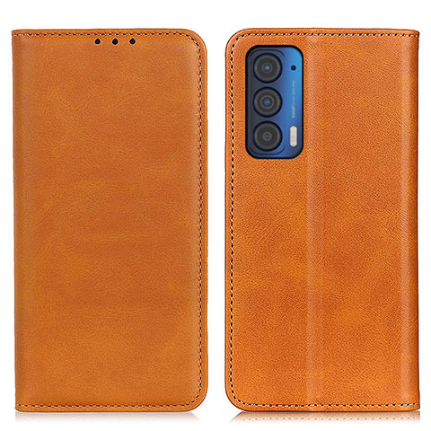 Custodia Portafoglio In Pelle Cover con Supporto A02D per Motorola Moto Edge (2021) 5G Marrone Chiaro