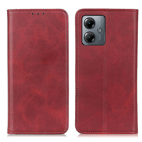 Custodia Portafoglio In Pelle Cover con Supporto A02D per Motorola Moto G14 Rosso