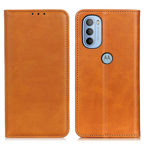 Custodia Portafoglio In Pelle Cover con Supporto A02D per Motorola Moto G31 Marrone Chiaro