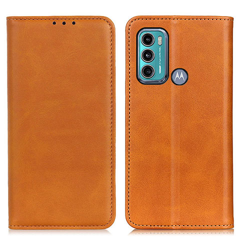 Custodia Portafoglio In Pelle Cover con Supporto A02D per Motorola Moto G40 Fusion Marrone Chiaro