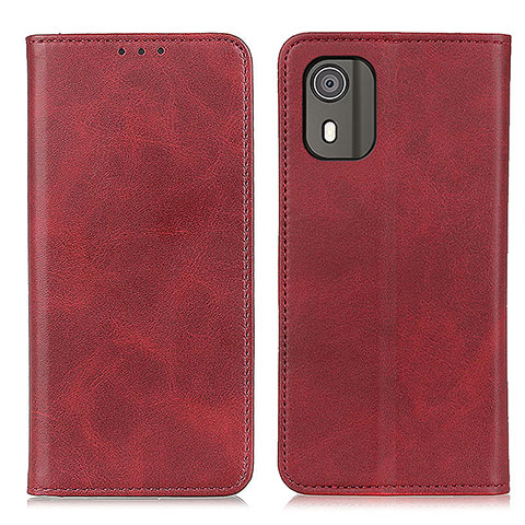 Custodia Portafoglio In Pelle Cover con Supporto A02D per Nokia C02 Rosso