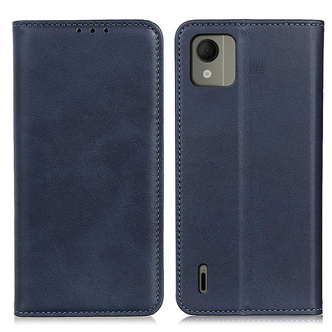 Custodia Portafoglio In Pelle Cover con Supporto A02D per Nokia C110 Blu