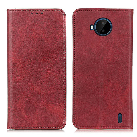 Custodia Portafoglio In Pelle Cover con Supporto A02D per Nokia C20 Plus Rosso